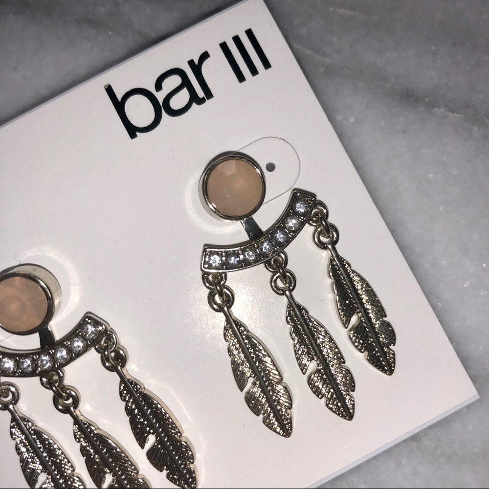 BAR III Gold Leaf Rhinestone Hanging Earrings